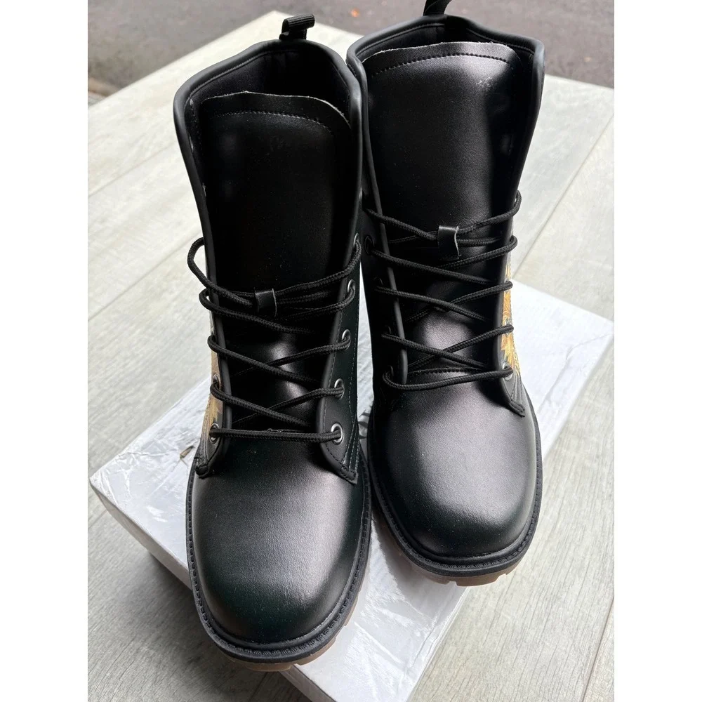 Harlow & Lloyd Vintage‎ Sunflowers Black Lace-Up Boots NIB Men's 10.5 Women's 12 - Picture 8 of 10